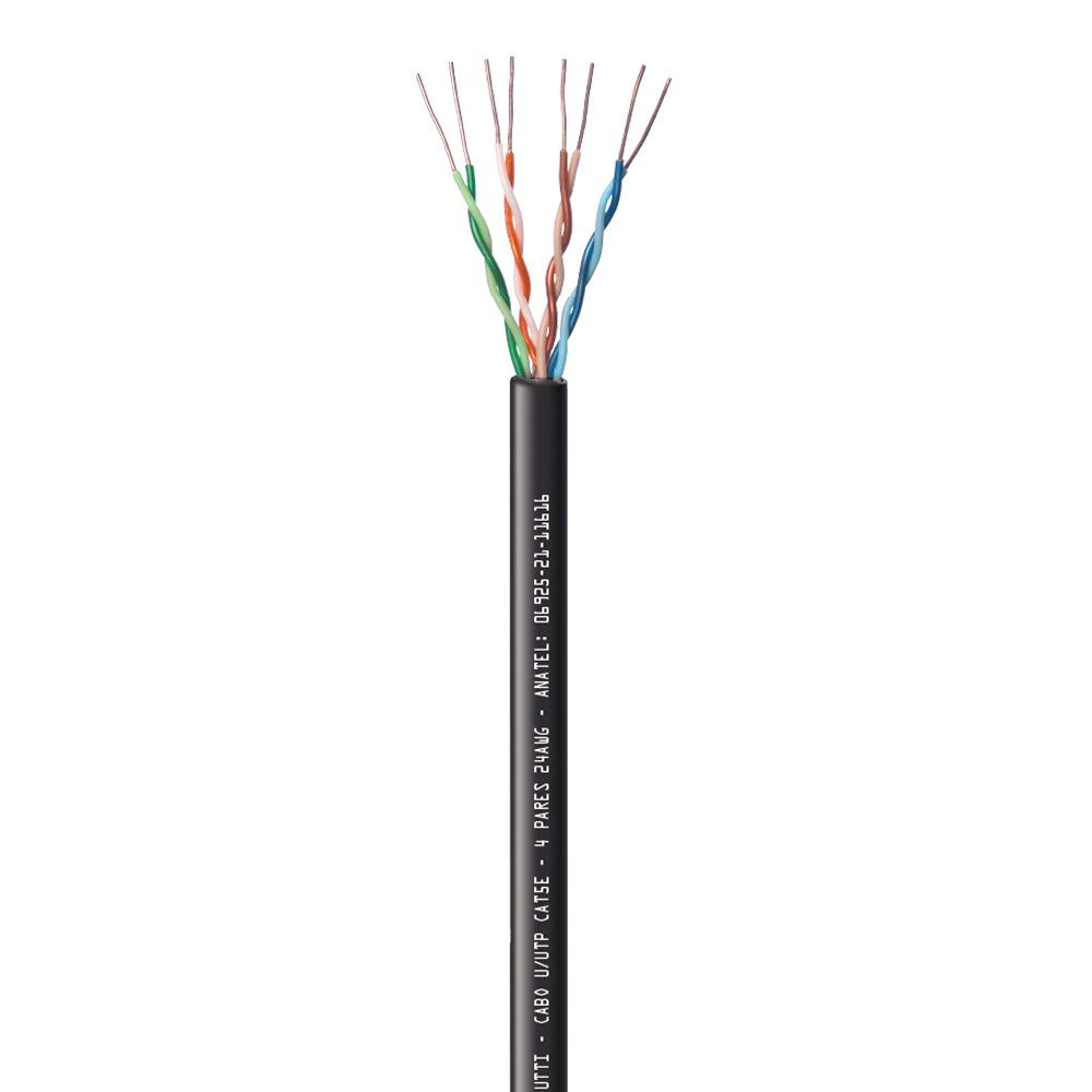 Metro Cabo de Rede CAT6, UTP 4P, 100% Cobre, 4PX24AWG, CM INT, WEC - Preto